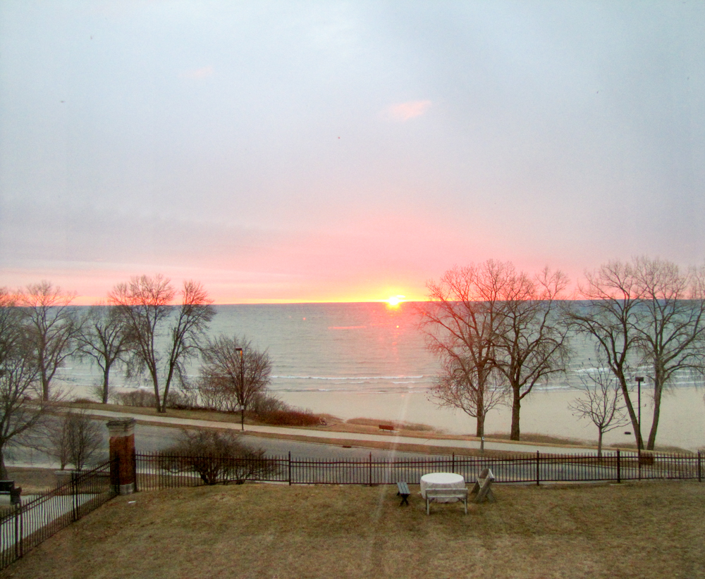 Sunrise over Lake Michigan viewed from the Lake Michigan Room